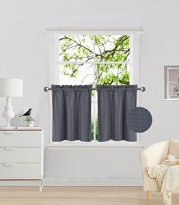 Elegant Home 2 Panels Tiers Small Window Treatment Curtain Insulated Blackout Drape Short Panel 28