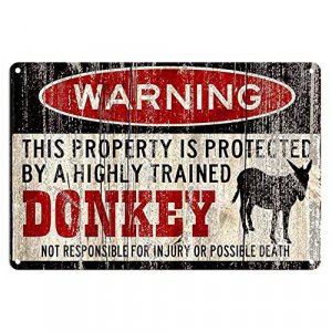 Wisesign Donkey Sign Funny Metal Signs Donkey Warning Vintage Style Metal Sign Iron Painting for Indoor & Outdoor Home Bar Coffee Kitchen Wall Decor 