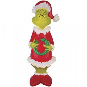 Holiday Home Lighted Blow Mold Grinch Sculpture Decoration Pre Lit Display Outdoor Christmas Yard Decoration Garden Yard Art Holiday Winter Display, 