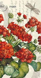 Floral Themed Guest Towels 32 CT - Decorative Paper Napkins for Buffet Kitchen or Bathroom Fingertip Hand Towels | Geranium Design