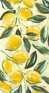 Watercolor Lemon Guest Towels 32CT | (2 Packs of 16CT) Decorative Paper Napkins for Buffet Kitchen or Bathroom Fingertip Hand Towels