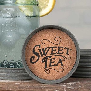 Colonial Tin Works Mason Jar Lid Coasters - Sweet Tea Set of 4 Kitchen Supplies, 3