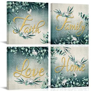 LoveHouse Kitchen Wall Art Decor Inspirational Saying Faith Love Family Home Positive Canvas Art Prints Posters Framed and Stretched Home Dining Room