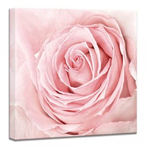 Pink Bathroom Decor - Pink Rose Close Up Canvas Wall Art Blush Pink Room Decor Aesthetic Light Pink Bedroom Decor Pink Artwork for Home Walls Floral