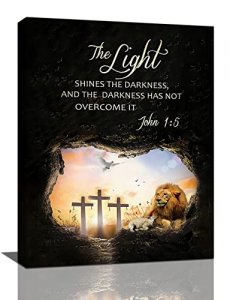 Lion Pictures Wall Decor Inspirational Lion Wall Art Christian Lion Cave Cross Pictures Canvas Prints Artwork Modern Home Decorations For Living Room