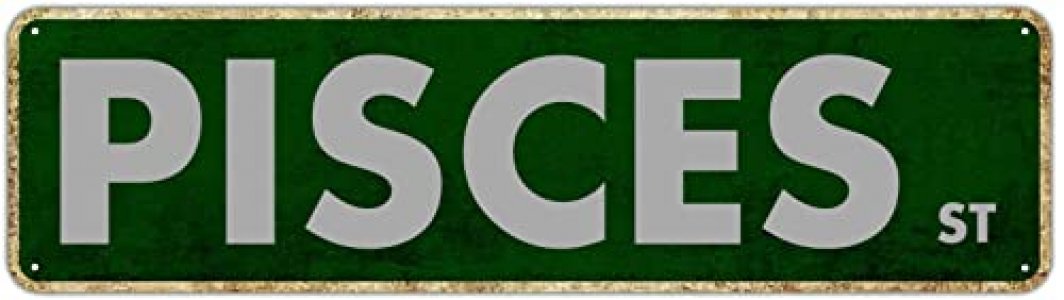 Pisces Street Sign Room Decoration Poster Retro Outdoor Decoration Road Tin Sign Wall Art Avenue Metal Sign Vintage Metal Poster for Man Cave Bar Pub