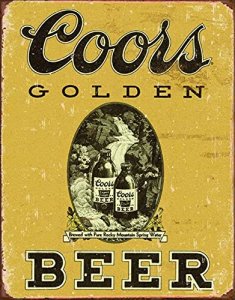 GiftsGoGo Vintage Retro Beer Metal Tin Sign Coors Golden Beer Metal Poster Man Cave Bar Restaurant Kitchen Home Art Wall Decoration Plaque, 8X12 inch