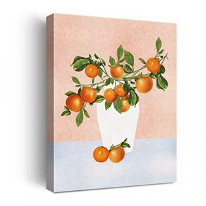 NISTOMISU Orange Tree Branch in a Vase Canvas Prints Wall Decor Retro Oranges Canvas Art Sign Canvas Poster Gifts for Home Kitchen Decor 11.5