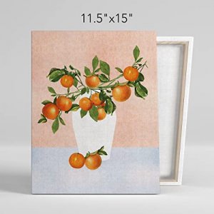 NISTOMISU Orange Tree Branch in a Vase Canvas Prints Wall Decor Retro Oranges Canvas Art Sign Canvas Poster Gifts for Home Kitchen Decor 11.5