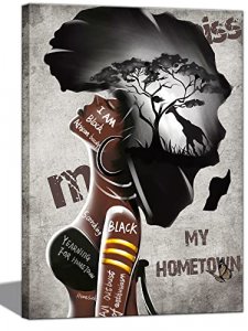 Framed African American Wall Art, Miss Hometown Black Women Girl Painting on Canvas Prints Wall Picture for Home Accent Living Room Bedroom Wall Deco