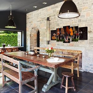 5 Panel Canvas Wall Art Colorful Cooking Spices Put on Each Spoon Canvas Painting for Farmhouse Kitchen Wall Decor Artwork Framed for Home Restaurant