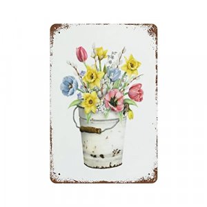 VIOFLOW Daffodil Floral Bouquet Farmhouse Metal Tin Sign Spring Flowers Wall Decor Funny Decoration for Home Kitchen Bar Garage Vintage Retro Poster 