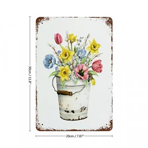 VIOFLOW Daffodil Floral Bouquet Farmhouse Metal Tin Sign Spring Flowers Wall Decor Funny Decoration for Home Kitchen Bar Garage Vintage Retro Poster 