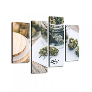 Medical MarijuanaCanvas Wall Art Hanging Paintings Modern Artwork Abstract Picture Prints Home Decoration Gift Unique Designed Framed 4 Panel