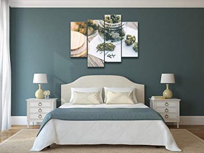 Medical MarijuanaCanvas Wall Art Hanging Paintings Modern Artwork Abstract Picture Prints Home Decoration Gift Unique Designed Framed 4 Panel