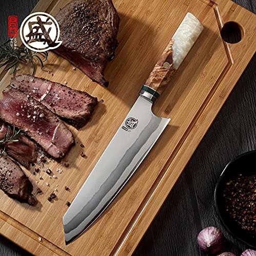 MITSUMOTO SAKARI 7 inch Damascus Japanese Chef's Knives, Hand Forged AUS-10  Kiritsuke Chef Knife with PakkaWood Handle, Professional Super Stainless  Steel Kitchen Knife - Yahoo Shopping