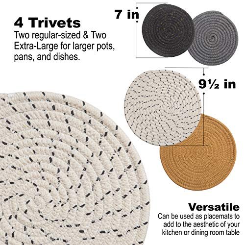 Kitchen Pot Holders Set Trivets Set 100% Pure Cotton Thread Weave