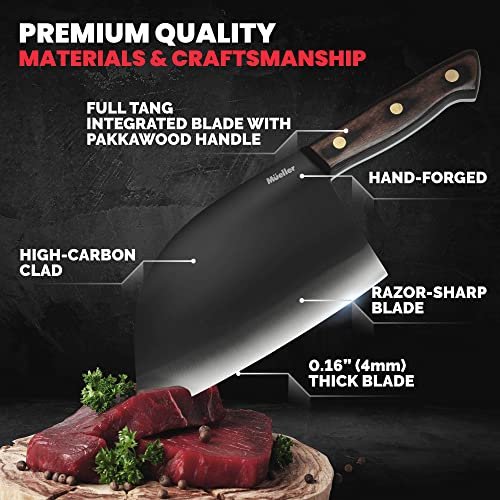 Mueller UltraForged Professional Meat Cleaver Knife 7 Handmade High-Carbon  Clad Steel Serbian Chef Knife with Leather Sheath, Full Tang Pakkawood Ha -  Imported Products from USA - iBhejo