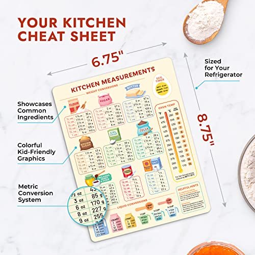 Kitchen Conversion Chart Magnet For Easier Cooking & Kitchen