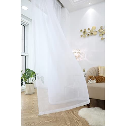 Window Sheer Curtains 84 Inches Long 2 Panels White Sheer Curtain Clear  Transparent Basic Rod Pocket Panel 15 Colors 10 Size for Bedroom Living  Room