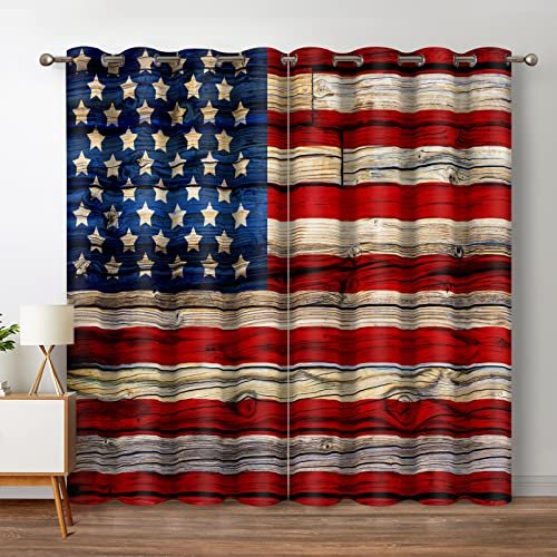 Jekeno American Flag Blackout Curtains United States Flag