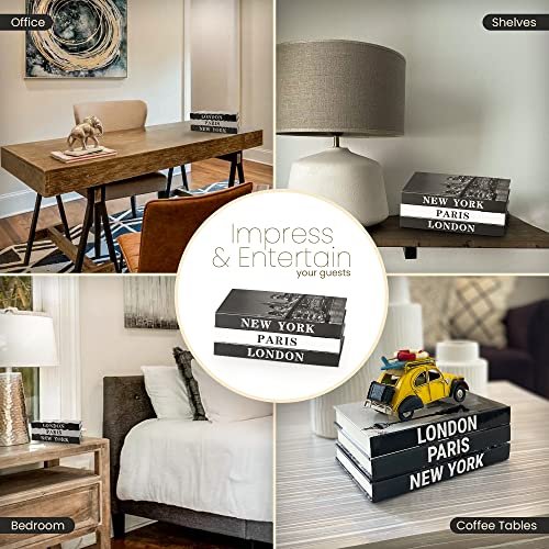 3 Decorative Books for Home Decor with Blank Pages, Coffee Table