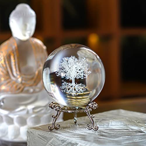 H&D HYALINE & DORA 70mm Tree of Life Clear Crystal Ball with Stand,K9 Glass  Decorative Ball,3D Laser Fengshui Glass Ball Home Decoration - Imported  Products from USA - iBhejo