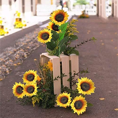 Xhxstore 6Pcs 24.4 Sunflowers Artificial Flowers With Long Stems Fake  Sunflowers Yellow Silk Flowers Faux Sunflower Arrangement For Fall Autumn  Home - Imported Products from USA - iBhejo