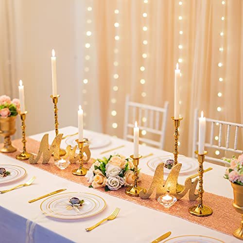 Sziqiqi Gold Candlestick Holders for Taper Candles - Set of 6 Tall Candle  Sticks Holder Decor for Table Centerpiece Wedding Home Dining Party Candlel  - Imported Products from USA - iBhejo