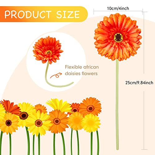 20 Pcs 20 Pcs Artificial Daisies Flower Fake Gerbera Daisy Faux Bouquet  African Daisy Flower Artificial Flowers For Wedding Bridal Bouquet Party  Home - Imported Products from USA - iBhejo