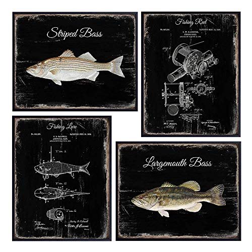Vintage Bass Fishing Patent Print Set - Rustic Freshwater Lake or River Fish  Sign Style Posters - Reel, Lure Wall Art, Home Decor, Room Decoration Pi -  Imported Products from USA - iBhejo