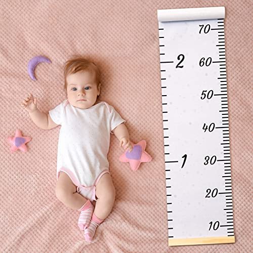 Beinou Baby Growth Chart Ruler for Kids Wood Frame Height Measure Chart  7.9in x 79in Canvas Hanging Height Growth Chart