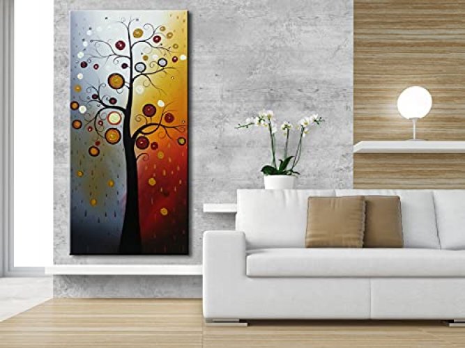 Wieco Art Life Tree Large Vertical Wall Art Modern Abstract Flowers 100%  Hand Painted Floral Oil Paintings on Canvas Wall Art Work Ready to Hang for  - Imported Products from USA - iBhejo