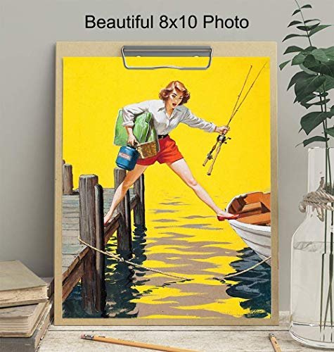 Fishing Lake House Decor for the Home - Vintage Retro Fish Wall Art  Decorations Poster - Funny Gift for Freshwater, Saltwater, Fly Fishing  Fisherman - Imported Products from USA - iBhejo