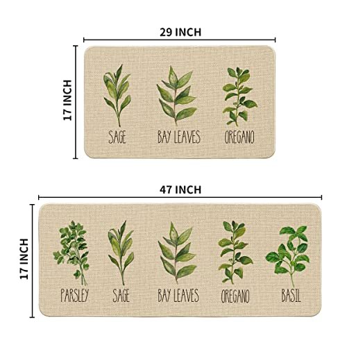 Artoid Mode Parsley Sage Oregano Basil Bay Leaves Decorative Kitchen Mats  Set of 2, Seasonal Holiday Party Low-Profile Floor Mat for Home Kitchen -  17x29 and 17…