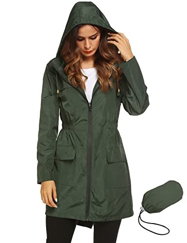 CHGBMOK Womens Waterproof Raincoat Outdoor Hooded Rain Jacket