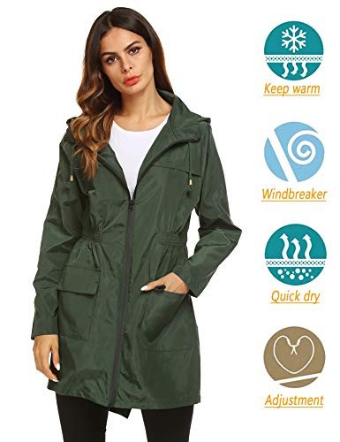 Women's Lightweight Raincoat Waterproof Jacket Hooded Outdoor