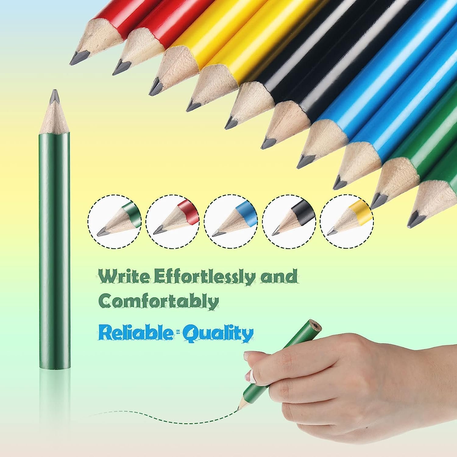 Short Fat Colored Pencils for Kids - 10 Triangle Jumbo Color Pencils - 11  Piece Set