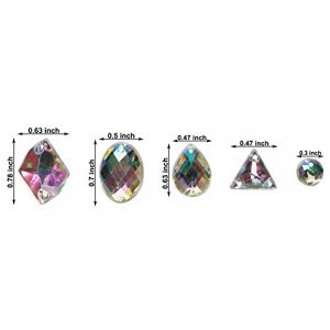 JPSOR 600pcs Gems Acrylic Flatback Rhinestones Gemstone Embellishments, 6 Shapes, 6-13mm