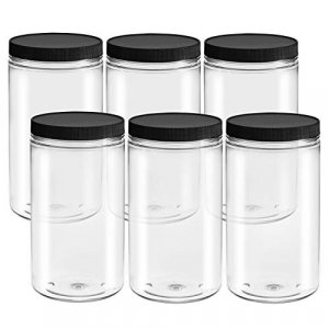 Juvale Clear Round Plastic Jars with Label Stickers (8 oz, 10 Pack
