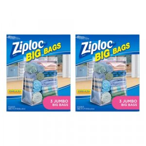Lot of (2) Ziploc Big Bag Extra Large Double Zipper Jumbo XXL Big