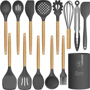 Healthy Cooking Utensils Set,Tmkit Wooden Cooking Tools - Natural Nonstick  Hard Wood Spatula and Spoons - Durable Eco-friendly and Safe Kitchen