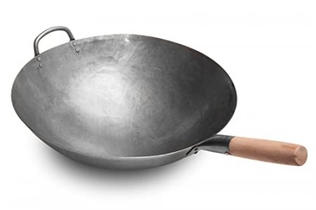 Helen's Asian Kitchen 14-Inch Carbon Steel Flat Bottom Wok (97004)