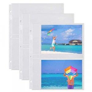 25 Pack 3 x 5 Photo Album Pages For 3 Ring Binder, Archival Photo Sleeves