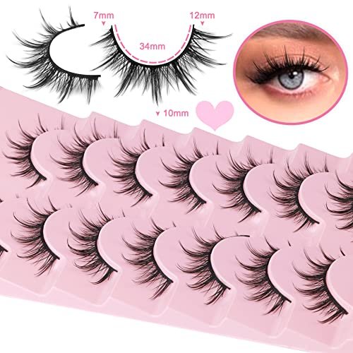 Manga Lashes Natural Look Anime Lashes Cosplay False Eyelashes with Clear  Band 3D Wispy Eyelashes Asian Japanese Korean Style Manhua Lashes Look Like