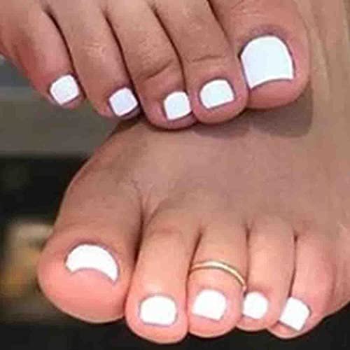 Morily Colorful Rainbow Press on Toenails for Women - 28Pcs Real Short  White Fake Toe Nails Cute Square False Acrylic Toenail Holiday Beach Toes  Nail