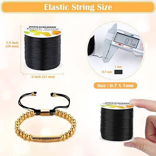 Elastic String for Bracelets, Elastic Cord Jewelry Stretchy Bracelet String  for Bracelets, Necklace Making, Beading and Sewing (Black)