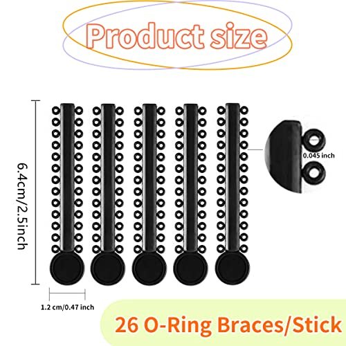1040 Pcs Black Braces Rubber Bands Orthodontic Ligature Ties O-Rings  Elastic Bands for Braces (Black)