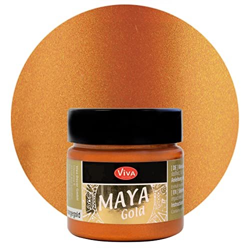 Viva Decor Maya Gold (Orange Gold, 1,52 Fl Oz) Metallic Acrylic Paint Sets-  Metallic Paint With Intense Color Depth - For All Surfaces Rich Pig -  Imported Products from USA - iBhejo