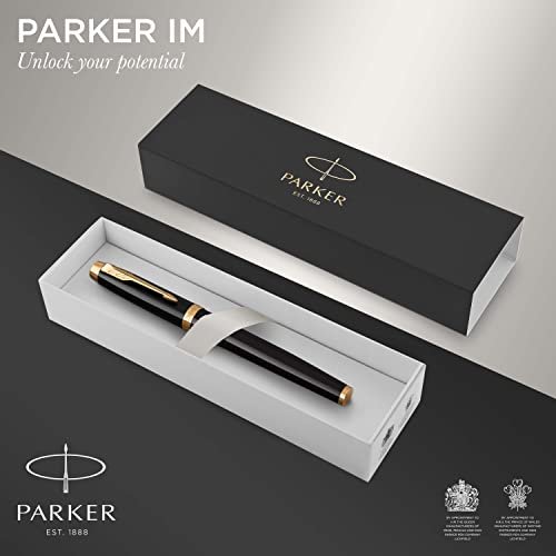 Parker Jotter Fountain Pen | Stainless Steel with Gold Trim | Medium Nib  Blue Ink | Includes Gift Box